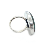 big statement chrysocolla silver gemstone ring