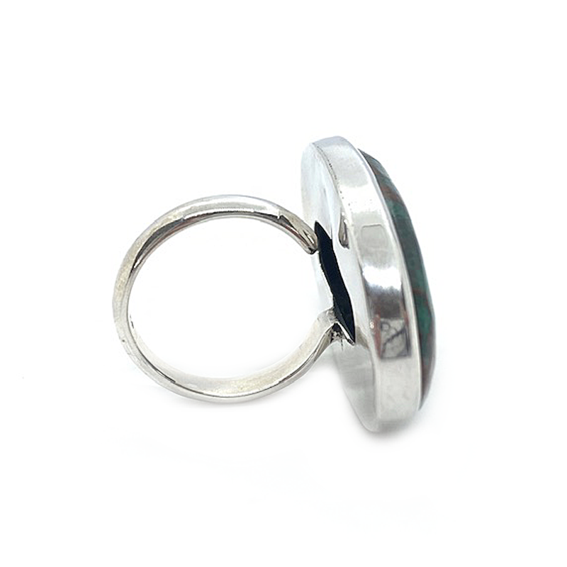 big statement chrysocolla silver gemstone ring