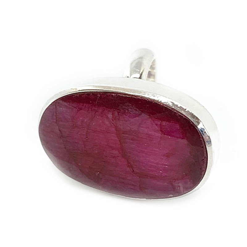large ruby quartz silver gemstone ring