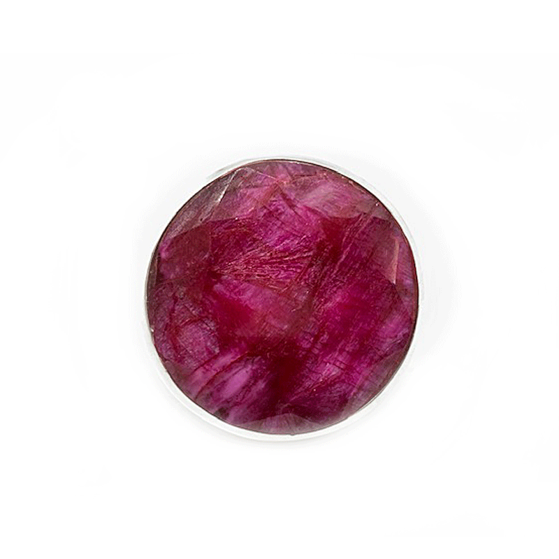 large ruby quartz round silver gemstone ring
