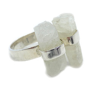 raw moonstone silver gemstone ring