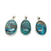 shattuckite oval gemstone silver pendant