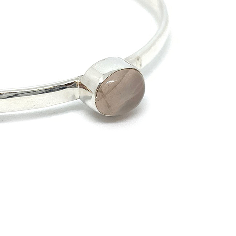 rose quartz gemstone sterling silver bangle bracelet