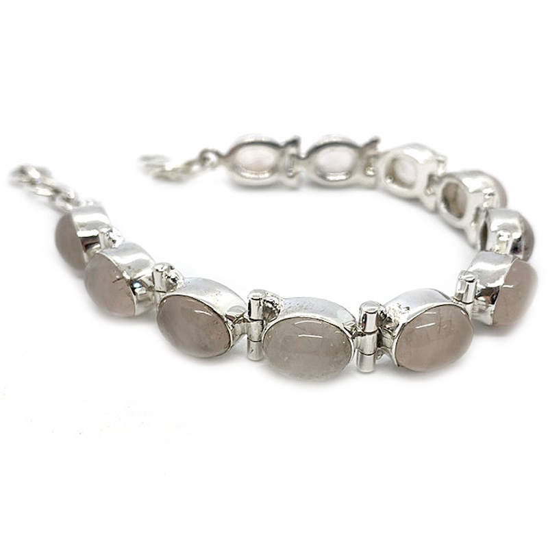 rose quartz silver gemstone bracelet