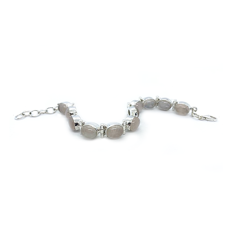 rose quartz silver gemstone bracelet
