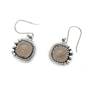 rose quartz gemstone sterling silver earrings