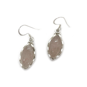 rose quartz gemstone silver earrings