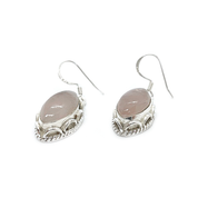 rose quartz gemstone silver earrings