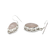 rose quartz gemstone silver earrings