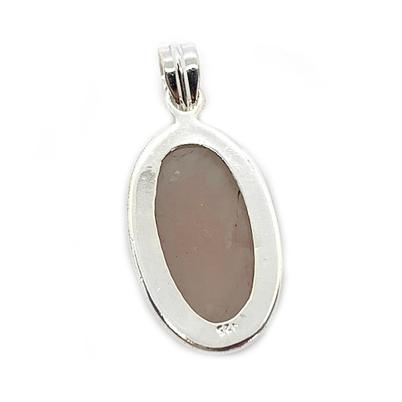 rose quartz gemstone silver pendant
