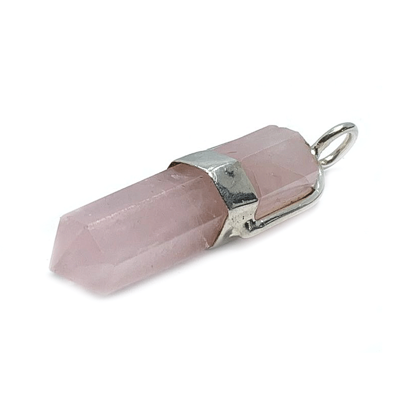 rose quartz silver gemstone pendant