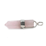 rose quartz silver gemstone pendant