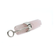 rose quartz silver gemstone pendant