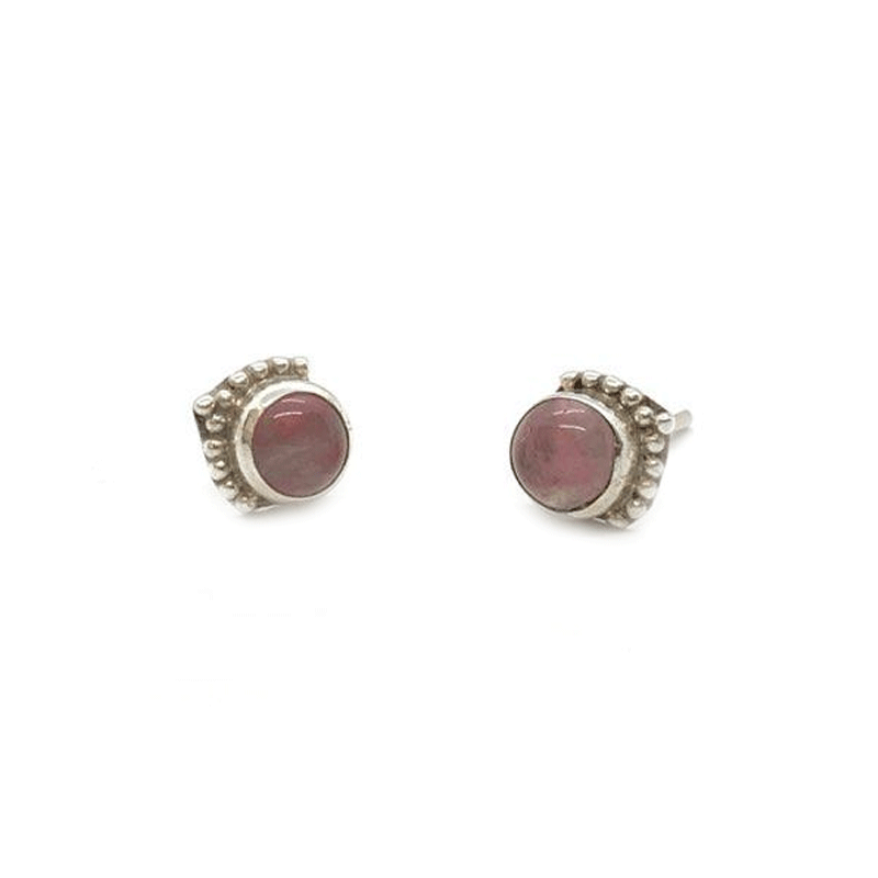 rose quartz silver gemstone earrings