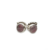 rose quartz silver gemstone earrings