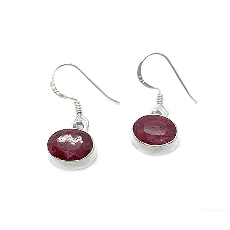 ruby quartz gemstone silver earrings