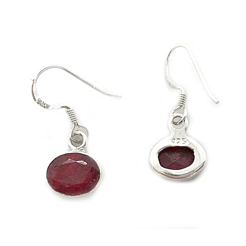 ruby quartz gemstone silver earrings