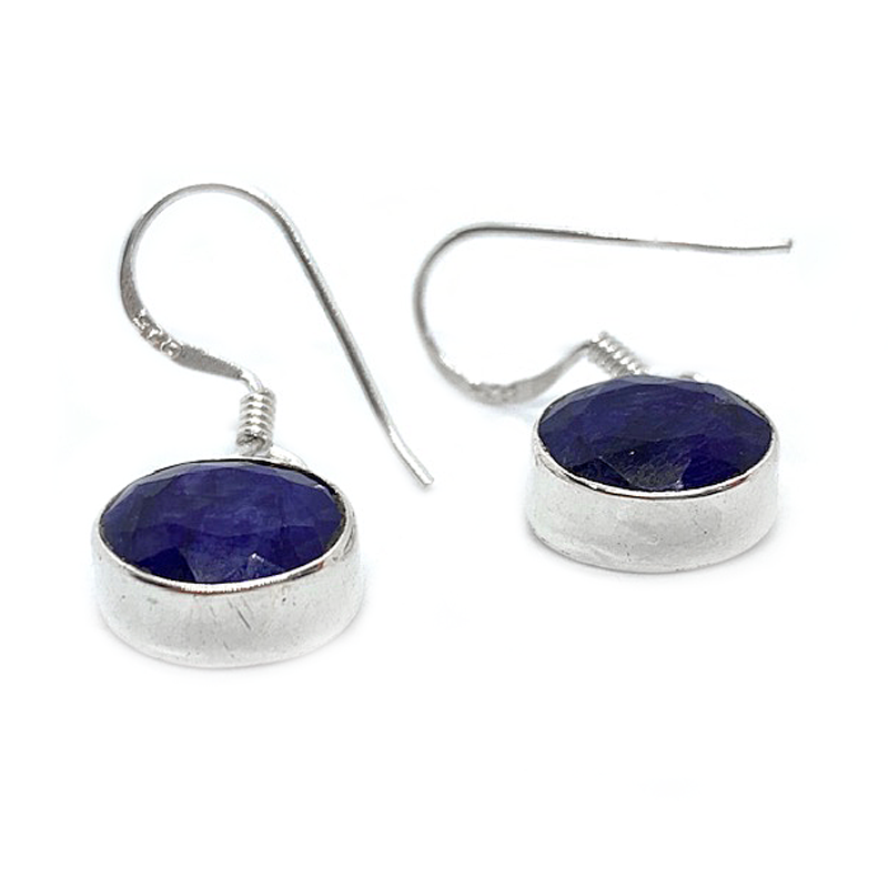 sapphire quartz gemstone silver earrings