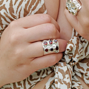 garnet silver gemstone ring