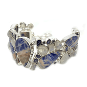 sodalite moonstone silver gemstone bracelet