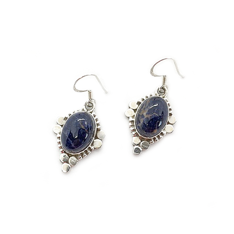 sodalite gemstone silver earrings