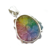 rainbow solar quartz silver gemstone pendant