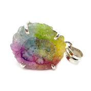 rainbow solar quartz silver gemstone pendant
