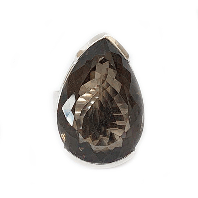 teardrop smoky quartz sterling silver gemstone ring