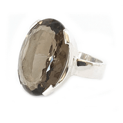 smoky quartz oval sterling silver gemstone ring