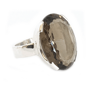 smoky quartz oval sterling silver gemstone ring