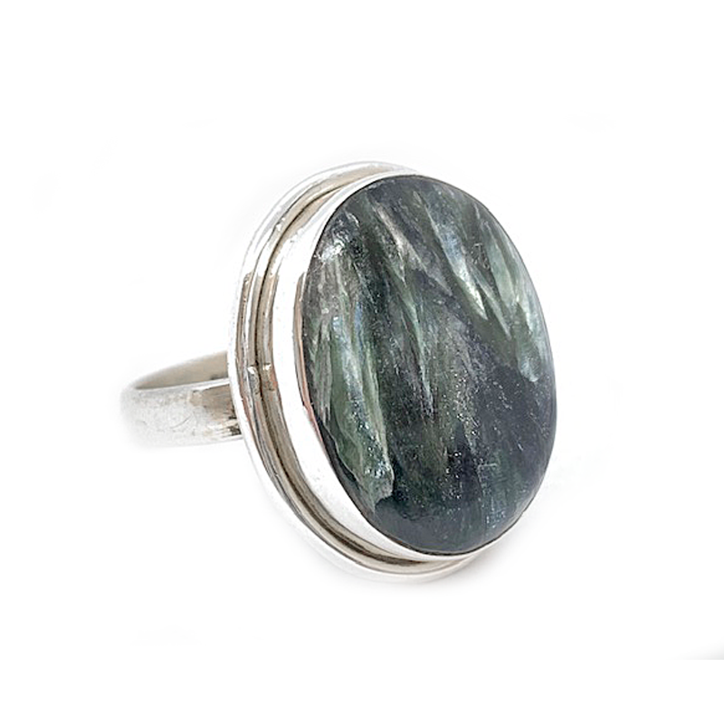 seraphinite gemstone silver ring