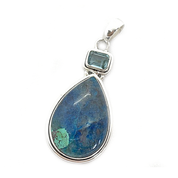 teardrop shattuckite blue topaz silver gemstone pendant