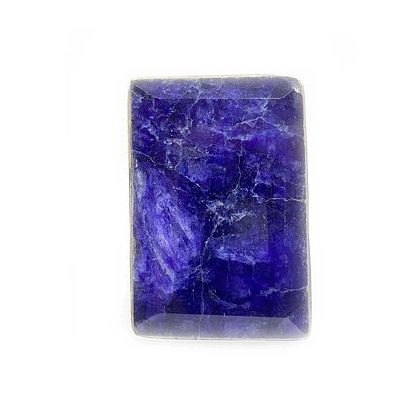 rectangle large sapphire quartz silver gemstone ring