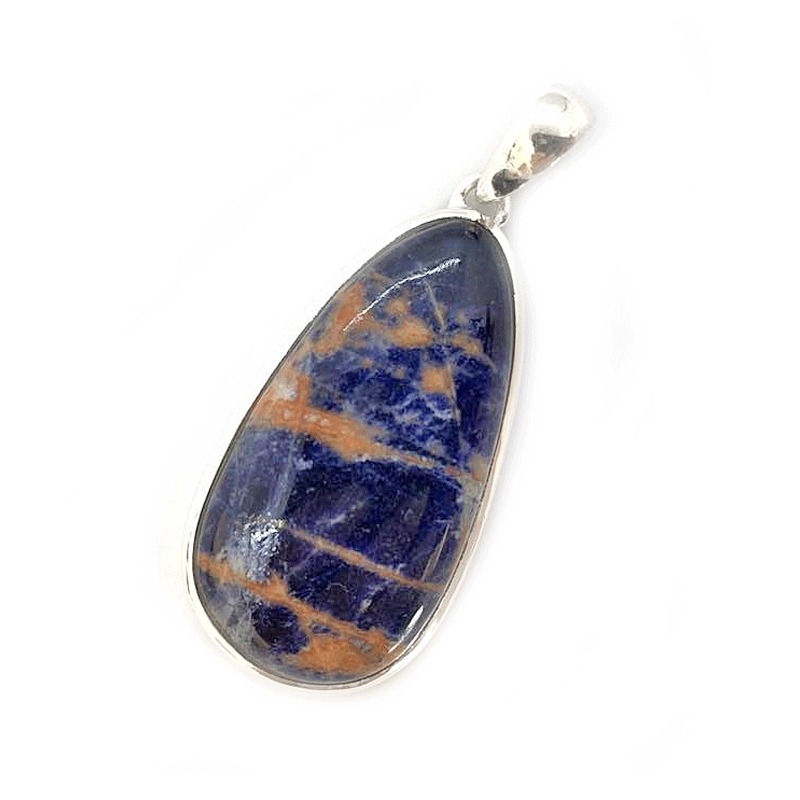 large statement teardrop sodalite silver gemstone pendant