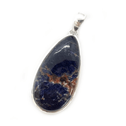 large statement teardrop sodalite silver gemstone pendant