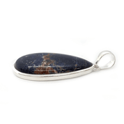 large statement teardrop sodalite silver gemstone pendant