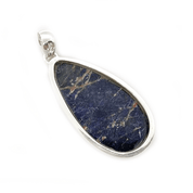 large statement teardrop sodalite silver gemstone pendant