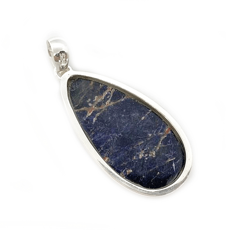 large statement teardrop sodalite silver gemstone pendant
