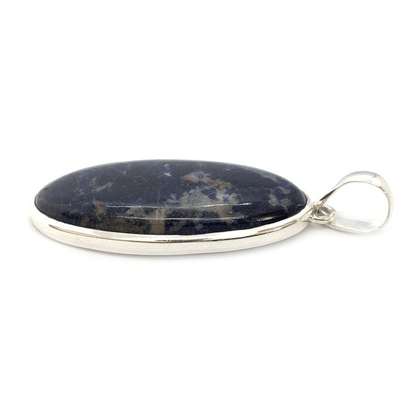large statement oval sodalite silver gemstone pendant