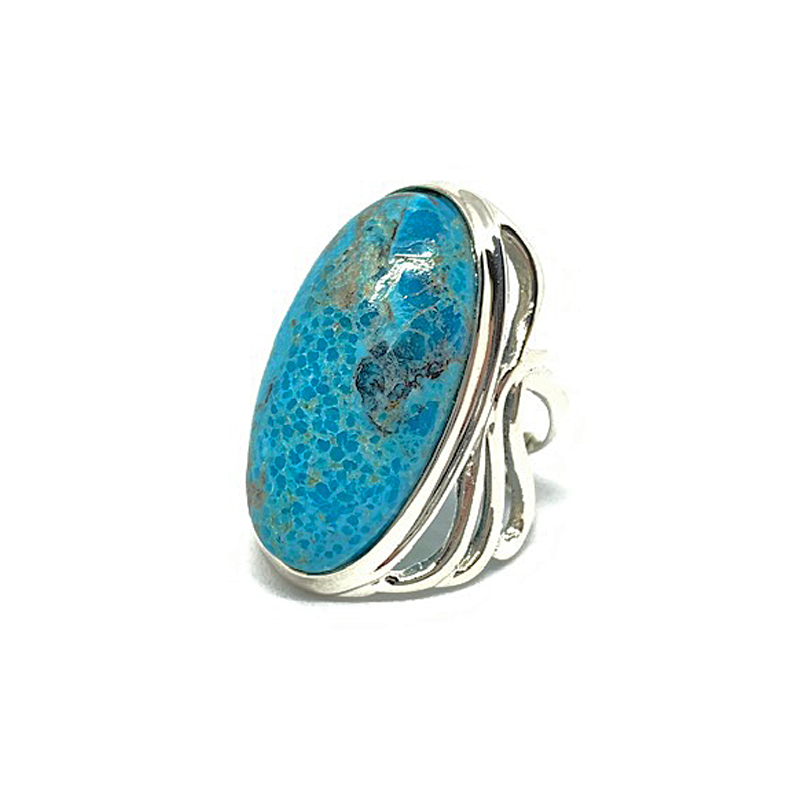 big statement turquoise silver gemstone ring