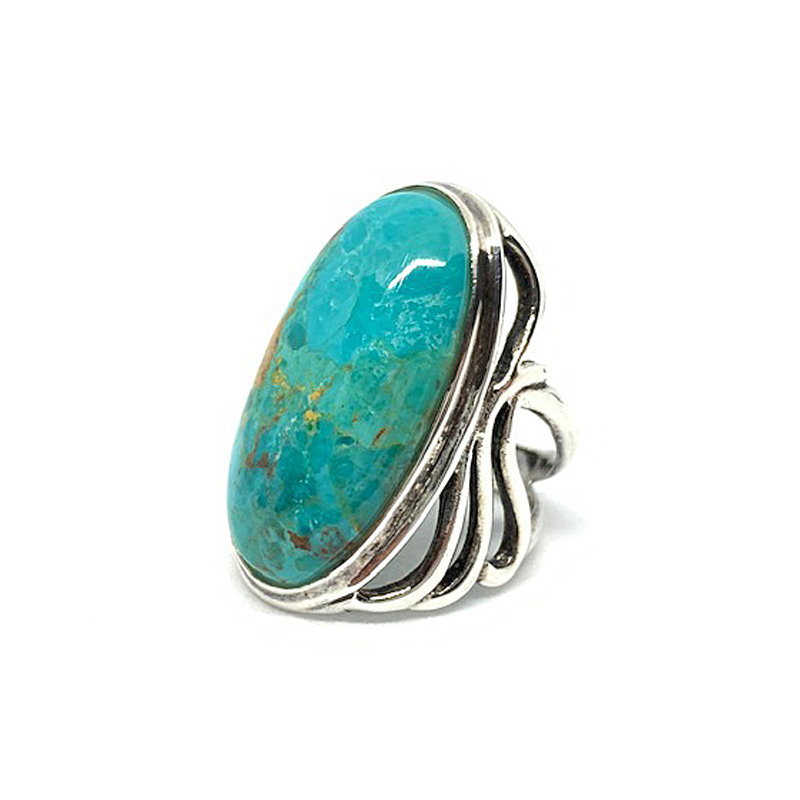 big statement turquoise silver gemstone ring