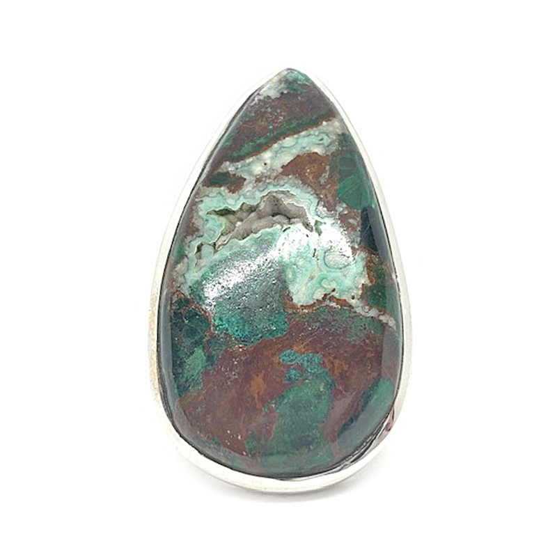 big statement cupric chrysocolla gemstone silver ring