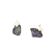 rough raw purple tanzanite sterling silver earrings