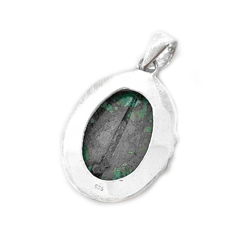 oval turquoise gemstone silver pendant