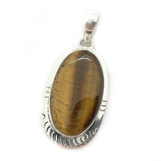 oval tiger eye gemstone silver pendant