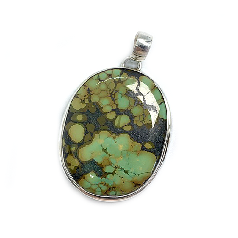 turquoise oval large silver gemstone pendant
