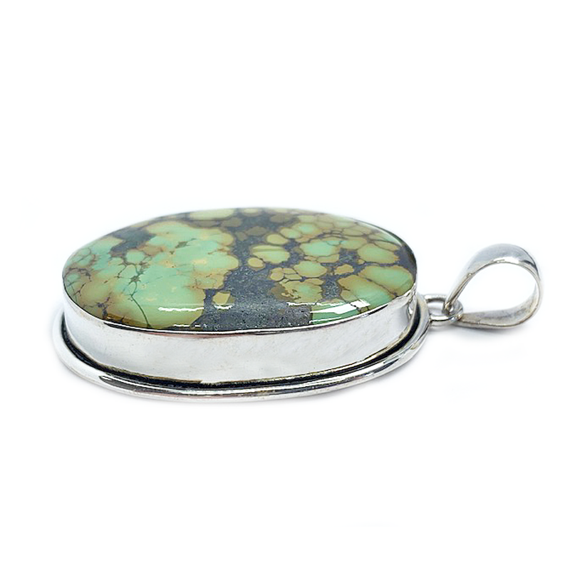 turquoise oval large silver gemstone pendant