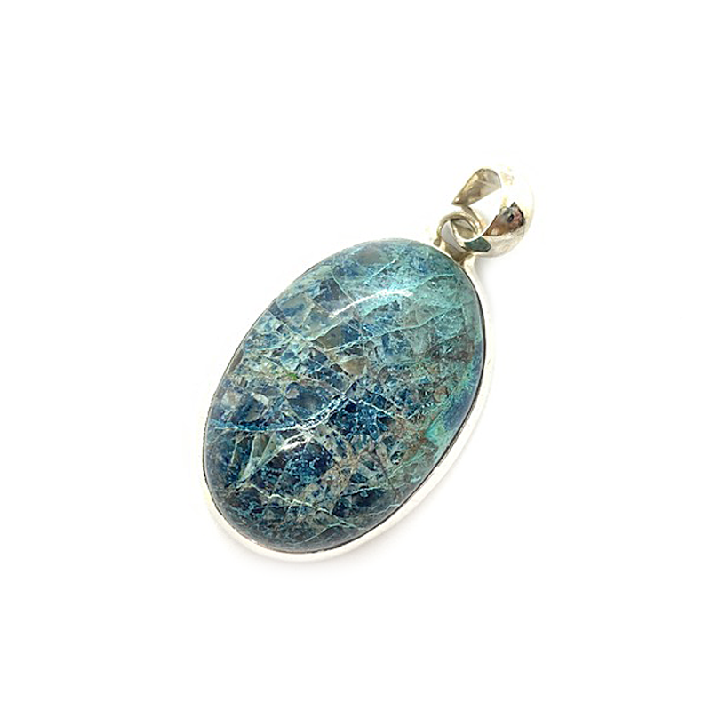 shattuckite sterling silver oval gemstone pendant