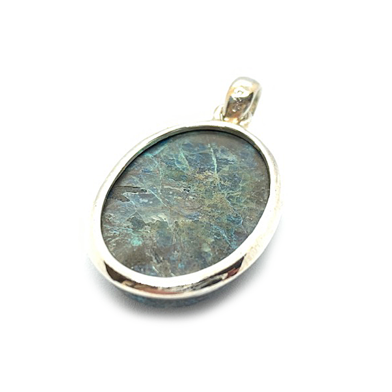 shattuckite sterling silver oval gemstone pendant
