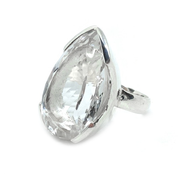 clear quartz teardrop gemstone sterling silver ring